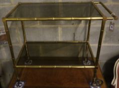 A brass Maison Bagues bar cart, width 75cm depth 42cm height 66cm