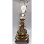 An Italian carved giltwood table lamp, height 40cm excl. light fittingCONDITION: Table lamp. Urn