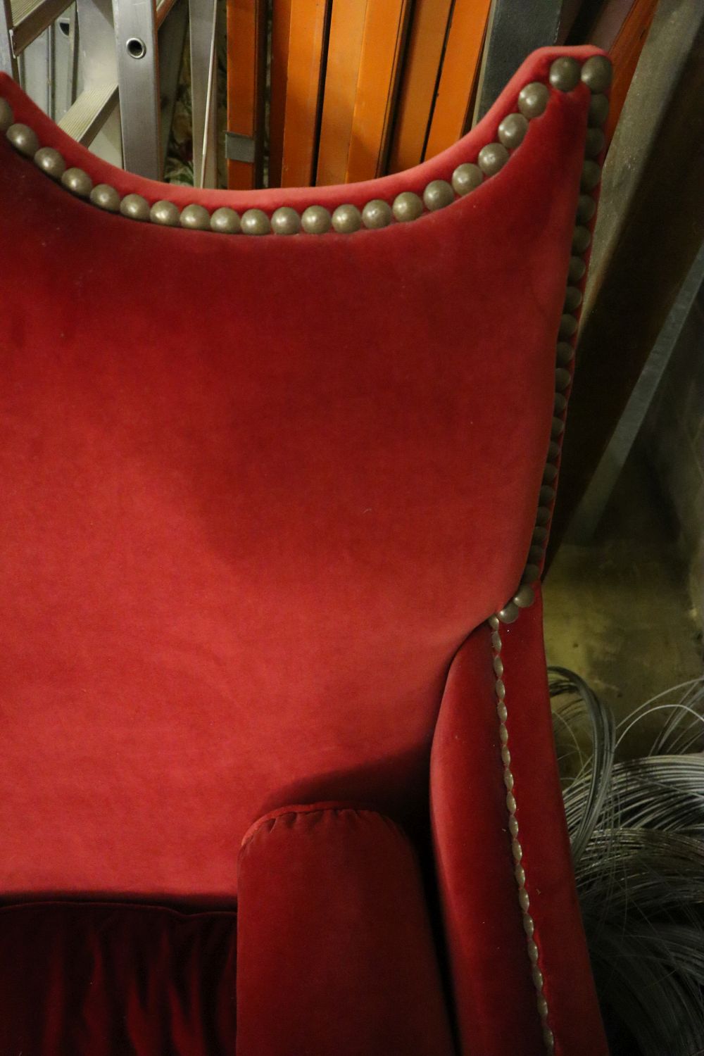 An Yves Halard two-seater sofa covered in red velvet, width 125cm depth 85cm height 132cm - Image 3 of 3