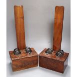 A pair of 19th century mahogany veneered plate stands stamped Gillows, 48cm high