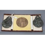 A cased medal for Book Jacket Design and two other medallions