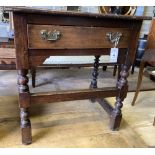 An 18th century and later oak side table, width 66cm, depth 47cm, height 71cm