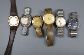 Seven assorted gentleman's wrist watches, including Ingersoll and Montine.