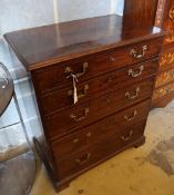 A George III style cross banded mahogany secretaire chest of drawers, width 81cm, depth 49cm, height