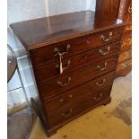 A George III style cross banded mahogany secretaire chest of drawers, width 81cm, depth 49cm, height