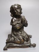 A bronze figure, girl kneeling at prayer, unsigned, 16cm