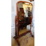 A Victorian cheval mirror, width 88cm, height 150cm