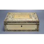 A Vizagapatam ivory sewing box, early 19th century, with interior fittings, 31cm wideCONDITION: