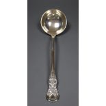 A William IV Scottish silver Queen's pattern soup ladle, A*A, Glasgow, 1831, 36cm, 8.5oz.