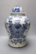 A 19th century Chinese blue and white jar and cover, height 43cm overallCONDITION: Generally good