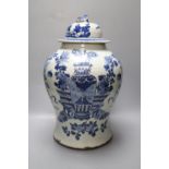 A 19th century Chinese blue and white jar and cover, height 43cm overallCONDITION: Generally good