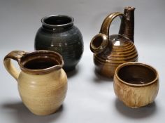 A collection of four pieces of high fired Studio pottery by Andrew Rudebeck, tallest