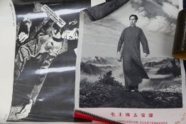 Chinese Cultural Revolution - propaganda posters and a machine woven picture