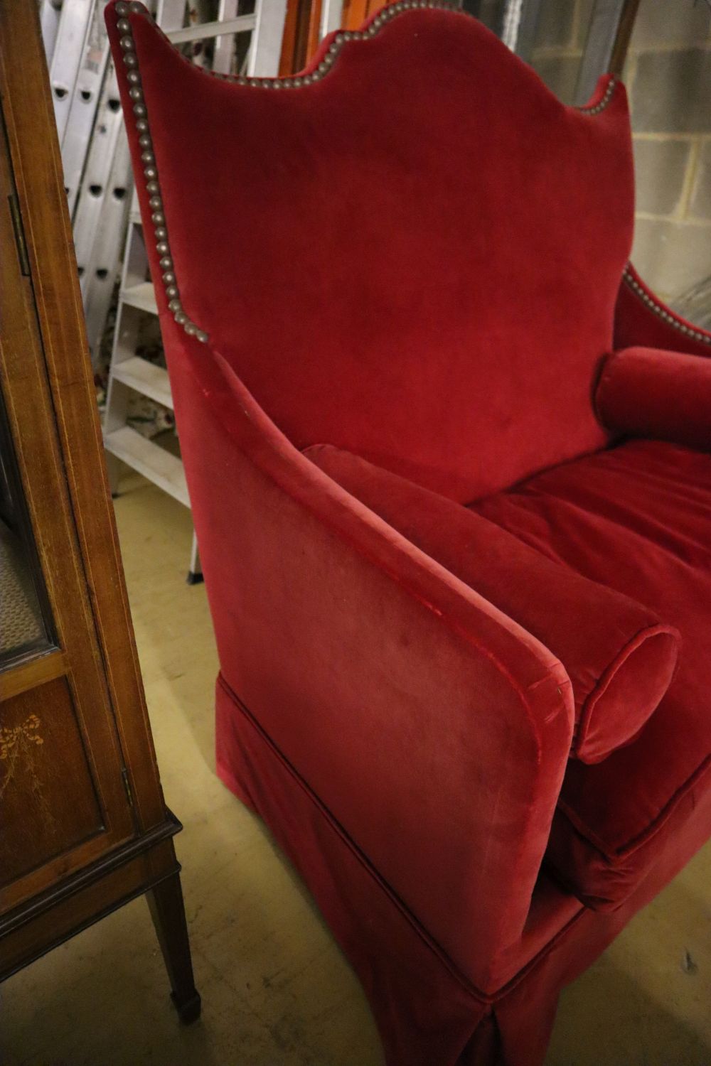 An Yves Halard two-seater sofa covered in red velvet, width 125cm depth 85cm height 132cm - Image 2 of 3