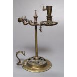 A 19th century brass waxjack, with attached extinguisher, 14cm high