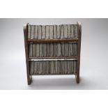 Shakespeare's Works in miniature, 40 volumes on original three-shelf open bookcase, 20cm wide