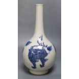 A Chinese porcelain blue and white bottle vase, painted with dragons in underglaze blueCONDITION: