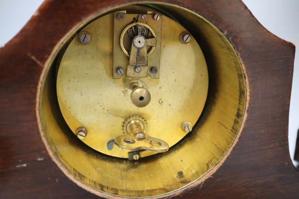 An Edwardian balloon clock, height 33cm and anotherCONDITION: Larger clock badly split at top, above - Image 4 of 4