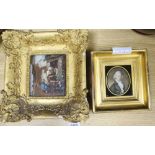 19th century English School, oil on ivory, Portrait miniature of a gentleman, 8 x 6cm and an