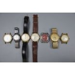 Seven assorted wrist watches, including Avia and Roamer.
