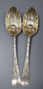 A pair of George II Scottish silver 'berry' spoons, James Mitchell I, Edinburgh, 1754, 21.2cm, 4.5