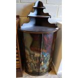 A Dutch painted and gilded hanging corner cupboard, circa 1800, width 57cm, depth 42cm, height