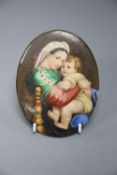 A Paris porcelain plaque of Raphael's Madonna and Child, height 12cm