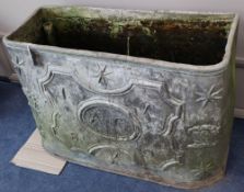 A George III lead cistern, dated 1780, width 89cm, depth 37cm, height 61cm