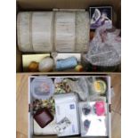 Two boxes of costume jewellery and jewellery-making items