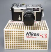 A Nikon S3 year 2000 Limited Edition range finder camera, serial no 204941 with Nikkor F/1.4 50m