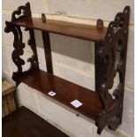 A Victorian mahogany two tier wall bracket, width 52cm depth 17cm height 46cm