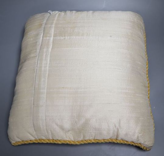 A 19th century silk and metal brocade cushion, 34cm - Image 2 of 2