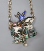 A late 19th/early 20th century Austro-Hungarian white metal, two sided polychrome enamel and gem set