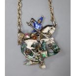 A late 19th/early 20th century Austro-Hungarian white metal, two sided polychrome enamel and gem set