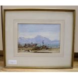 Conrad H.R. Carelli, watercolour, Italian lake scene, 17 x 25cm