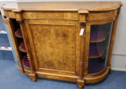 A Victorian walnut credenza, width 150cm, depth 46cm, height 110cm