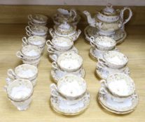 A Victorian Ridgway porcelain part tea and coffee set, 43 pieces, printed Crown mark in puce