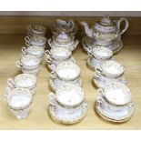 A Victorian Ridgway porcelain part tea and coffee set, 43 pieces, printed Crown mark in puce