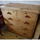 A pine chest of five drawers, width 96cm, depth 47cm, height 100cm