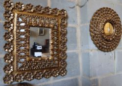 Two Continental giltwood wall mirrors, larger 48 x 54cm