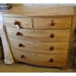 A Victorian pine bowfront chest, width 107cm, depth 58cm, height 104cm