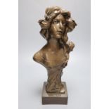 A decorative resin bust of an Art Nouveau lady, height 35cm