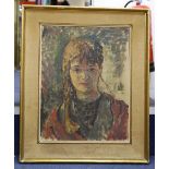 Dennis Gilbert (1922-)oil on board,Portrait of 'Dina',signed,45 x 35cm