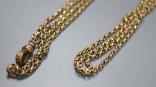 An Edwardian 9ct guard chain, 165cm, 36.6 grams.