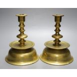 A pair of modern 17th century style Norwegian brass candlesticks, 22cm