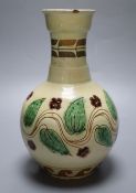 An Edwin Fishley, Fremington slipware vase with sgraffito decoration, incised marks,