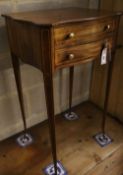 A small 19th century serpentine mahogany side table fitted two drawers, width 42cm depth 33cm height