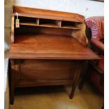 An Edwardian walnut writing desk, width 70cm, depth 57cm, height 92cm