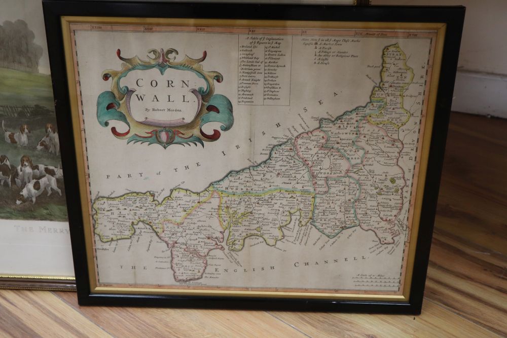 A Robert Morden map of Cornwall and a sporting print - Image 2 of 3