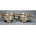 Two George V silver bowls, including two handled, 8.5oz.